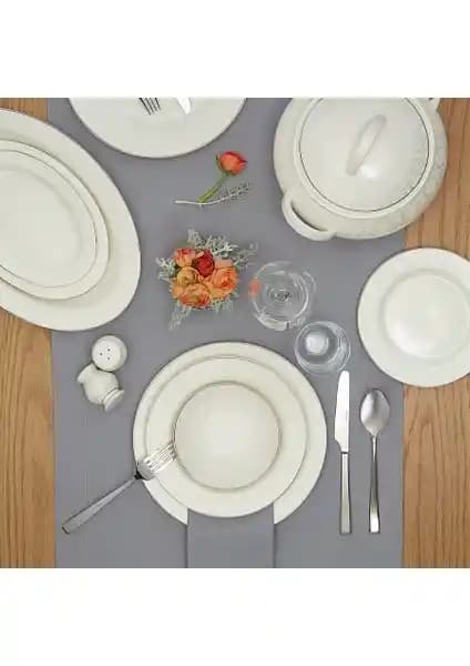 Emsan Hira 60 Parça 12 Kişilik Porselen Yemek Takımı Modern ve Şık Tasarım