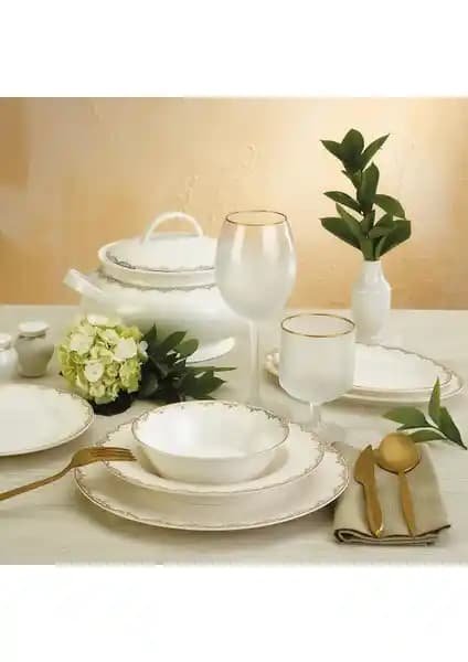 Emsan New Bone Asya 59 Parça 12 Kişilik Porselen Yemek Takımı Şık ve Dayanıklı Tasarım