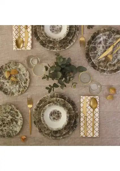 Emsan Ottoman Toprak 24 Parça Porselen Yemek Takımı Şık ve Dayanıklı Tasarım