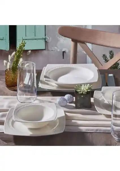 Güral Bonenjoy 24 Parça Modern Porselen Yemek Takımı - 6 Kişilik Şık Sofralar İçin