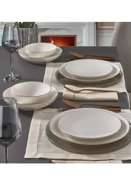 Güral Porselen Atina 24 Parça 6 Kişilik Bone Yemek Takımı Modern ve Dayanıklı Tasarım