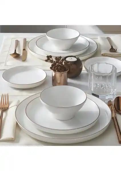 Güral Porselen Bilbao 8 Parça Çift Kişilik Bone Yemek Takımı Modern ve Şık Tasarım