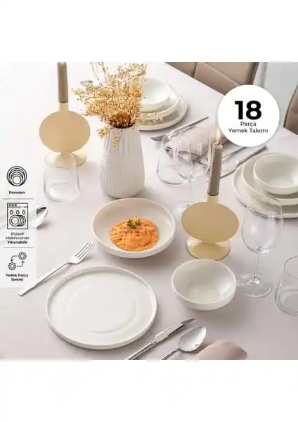 İstanbul Porselen Akis 18 Parça Yemek Takımı Şıklık ve Dayanıklılığı Bir Arada Sunar