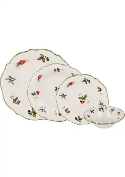 Jumbo Majestic 24 Parça 6 Kişilik Yeşil Porselen Yemek Takımı Modern Tasarım