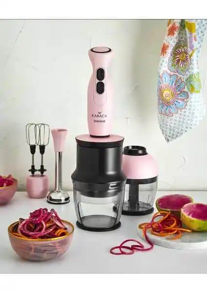 Karaca Blendfit Spiral Sebze Doğrayıcı 4 in 1 Set PinkGold - Çok Fonksiyonlu Mutfak Aleti