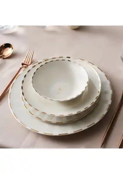 Karaca Elegance Bone Aries Metalik 24 Parça 6 Kişilik Modern ve Zarif Yemek Takımı