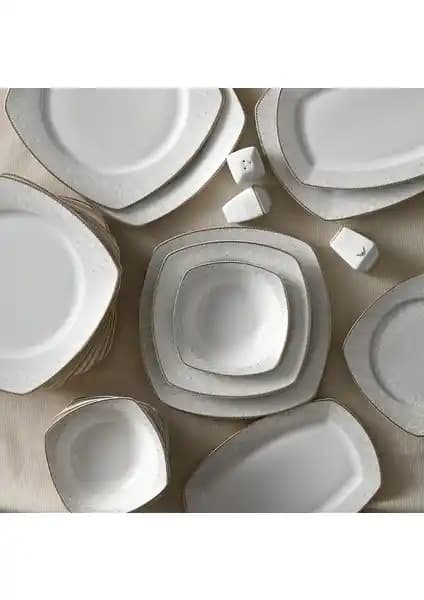 Karaca Esther Gold 60 Parça 12 Kişilik Kare Porselen Yemek Takımı Şıklık ve Fonksiyonellik