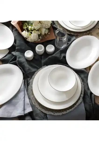 Karaca Fine Pearl Fame 58 Parça 12 Kişilik Porselen Yemek Takımı Platin