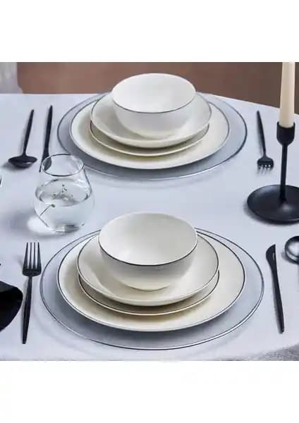 Karaca Leon Platinium 24 Parça Porselen Yemek Takımı 6 Kişilik Şık ve Dayanıklı Tasarım