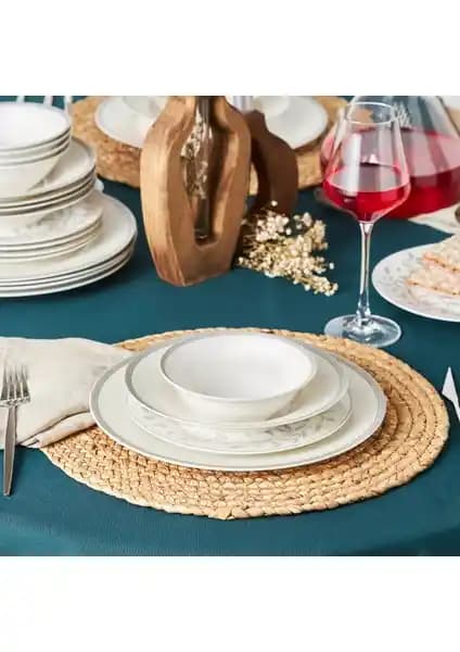 Karaca Roseanne Platinium 24 Parça Porselen Yemek Takımı Şık ve Fonksiyonel Tasarım