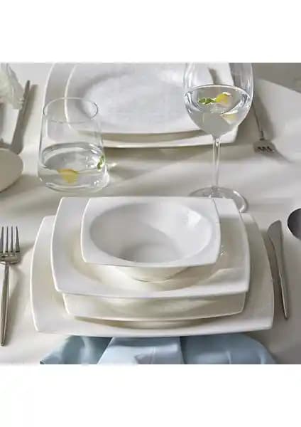 Karaca Royal Lace 24 Parça Kare Porselen Yemek Takımı 6 Kişilik Modern Tasarım
