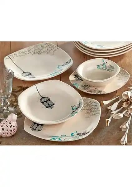 Keramika Köşem 24 Parça 6 Kişilik Seramik Yemek Takımı Modern ve Dayanıklı Tasarım