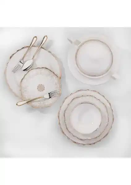 Korkmaz Eliza Collection 60 Parça Porselen Yuvarlak Yemek Takımı Modern ve Dayanıklı Tasarım