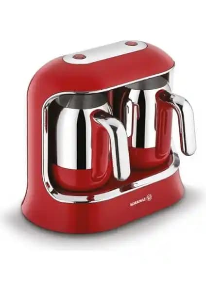 Korkmaz Kahvekolik Twin KırmızıKrom Otomatik Kahve Makinesi ile Modern Tasarım ve Üstün Performans