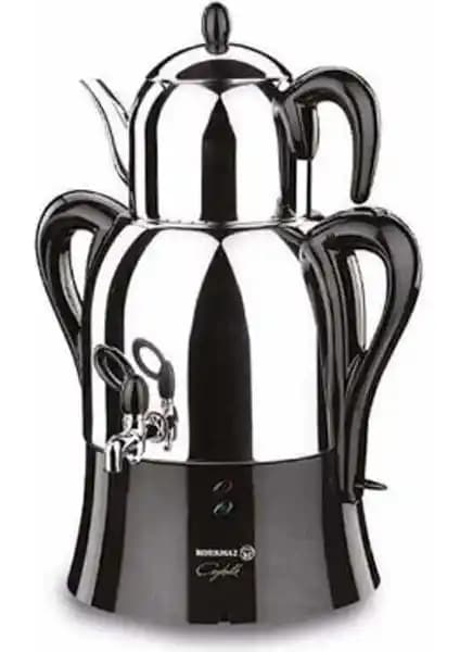 Korkmaz Kor A341-04 12 Çaykolik Inox/Siyah Semaver: Modern Tasarım ve Güçlü Performans