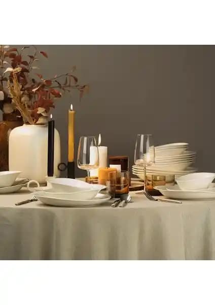 Kütahya Porselen 52 Parça Beyaz Yemek Takımı Modern Tasarım ve Dayanıklılık