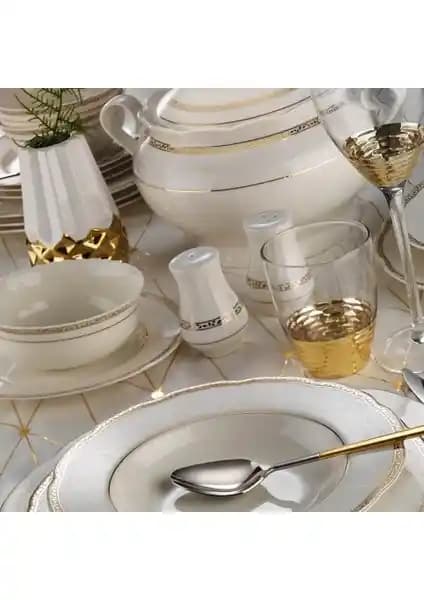 Kütahya Porselen Bone Olympos 62 Parça Yemek Takımı Geniş Aileler ve Misafirler İçin Uygun