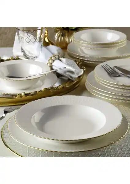 Kütahya Porselen Bone Serisi 24 Parça 6 Kişilik Yemek Takımı Zarif ve Dayanıklı Tasarım
