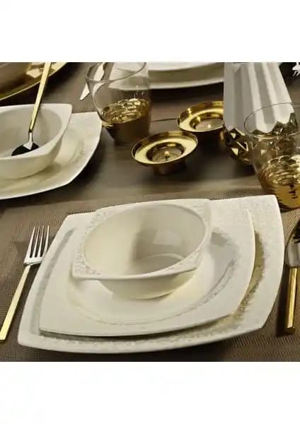 Kütahya Porselen Bone Versa 24 Parça Yemek Takımı Modern ve Şık Sofralar İçin Uygun