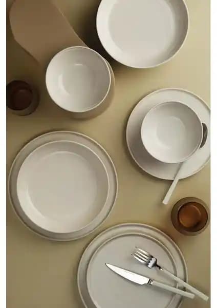 Kütahya Porselen Fit-C 12 Parça Modern Yemek Takımı Sade ve Şık Tasarım