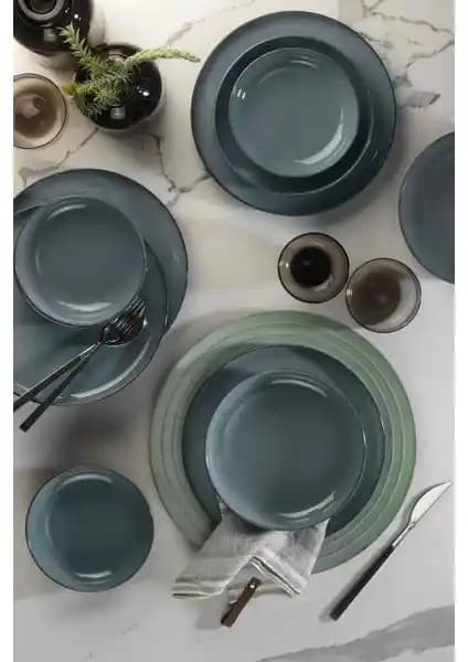 Kütahya Porselen Moderna 12 Parça Dört Kişilik Mavi Yemek Takımı Detayları