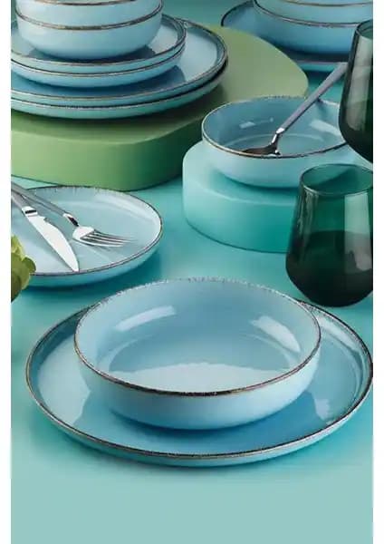 Kütahya Porselen Moderna Yemek Takımı Pearl Mavi 16 Parça Şık ve Dayanıklı Tasarım
