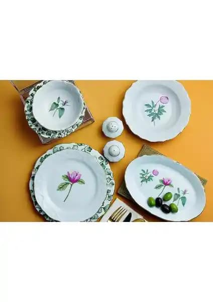 Porland Flower 34 Parça 6 Kişilik Porselen Yemek Takımı Estetik ve Dayanıklı Tasarım