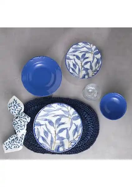 Schafer Liana 24 Parça Mavi Porselen Yemek Takımı Günlük ve Davet Kullanımı İçin