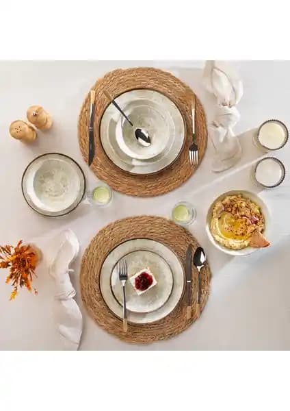 Schafer Stylish 16 Parça Bej Yemek Takımı Modern ve Şık Sofralar İçin Uygun