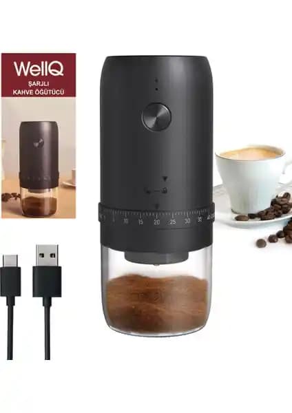 WELLQ Şarjlı ve İncelik Ayarlı Kahve Öğütücü Değirmen: Modern ve Pratik Kahve Hazırlama Çözümü