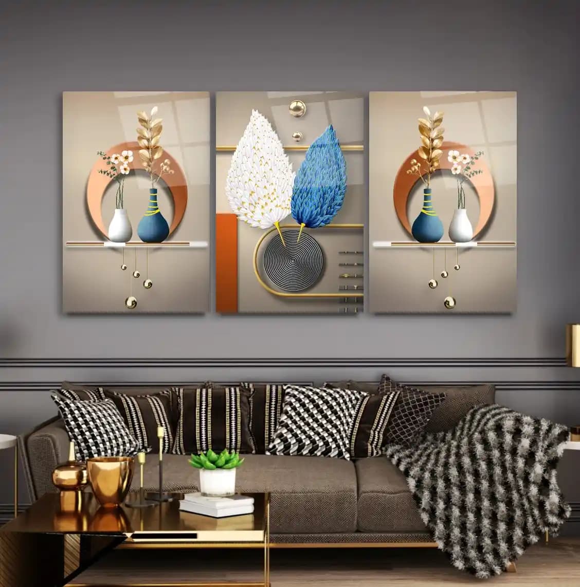 3’lü tablolarla modern ve şık duvar dekorasyonu seçenekleri ve kullanım ipuçları
