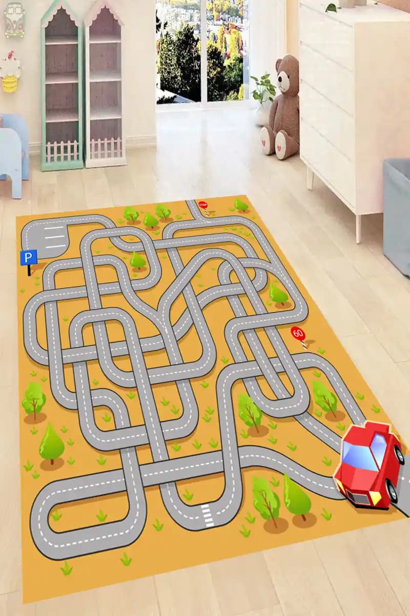 Araba Yolu Halıları ile Çocuk Odalarınızı Eğlenceli ve Güvenli Hale Getirin