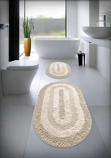 %100 Pamuk El Tafting Banyo Paspas Seti Doğal ve Çevre Dostu Tasarım ve Fonksiyonellik