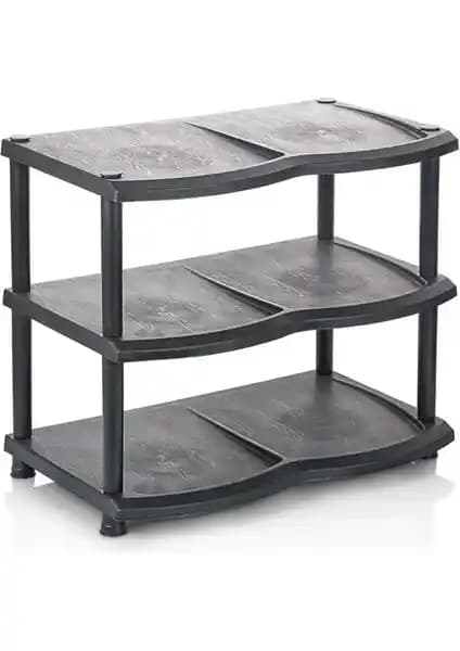 5DM 3 Katlı Siyah Plastik Ayakkabılık: Dayanıklı ve Şık Depolama Çözümü