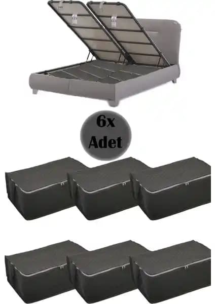 Adarya 6 Adet Baza Altı Büyük Boy Saklama Hurcu Gri – Dayanıklı ve Hava Geçirgen Tasarım