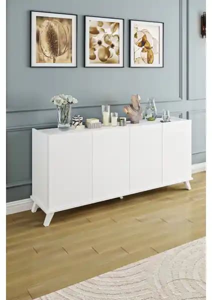 Aeka AE-2056 Akel Beyaz Geniş Çok Amaçlı Modern Konsol ve Mobilya Çözümü