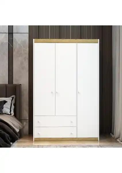Afilli Pera MDF Gardrop: 3 Kapaklı ve 2 Çekmeceli Modern Depolama Çözümü