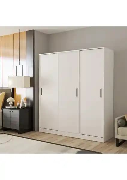 Afilli Tamamı MDF Lam 3 Kapılı Sürgülü Gardrop Modern ve Dayanıklı Tasarım