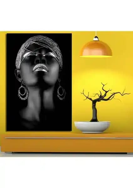 Afrikalı Kadın Temalı Tablo - Yüksek Kaliteli Dekoratif Sanat Eseri (75-90 karakter)