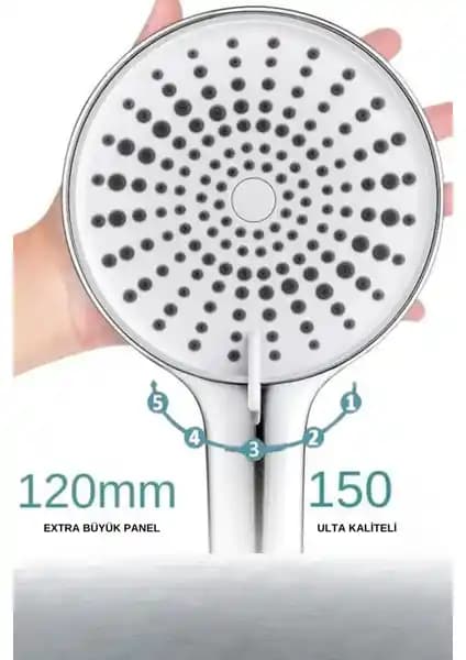 Akdoğan Yapı Çok Fonksiyonlu Krom Duş Başlığı Yüksek Basınçlı ve Şık Tasarım