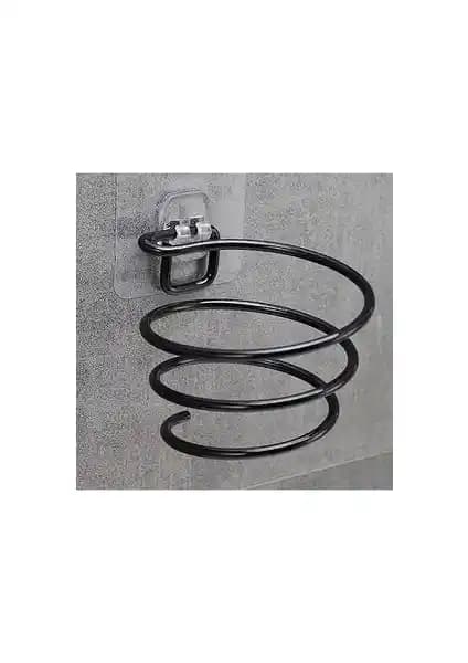 Alper Banyo Güçlü Yapışkanlı Siyah Fön Makinesi Askısı - Dayanıklı ve Pratik Kullanım