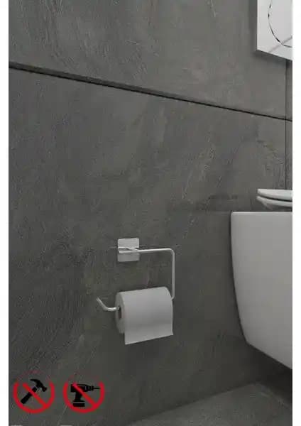 Alper Banyo Scilla Yapışkanlı Kare Krom Tuvalet Kağıdı Askısı Modern ve Dayanıklı Tasarım