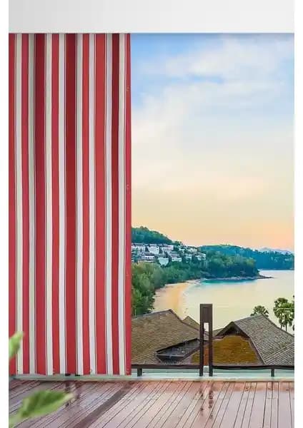 Altın Pamuk Kırmızı Balkon Perdesi Estetik ve Dayanıklı Tasarımıyla Her Balkon İçin Uygun