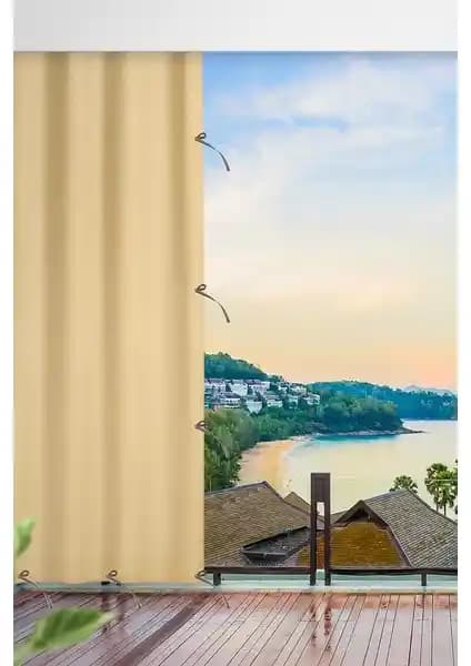 Altın Pamuk Krem Renkli Balkon Perdesi Dayanıklılık ve Estetiği Bir Arada Sunar