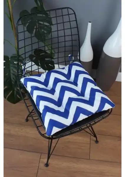 Altınpamuk Beta Mavi Zikzak Pofidik Sandalye Minderi: Şık ve Rahat Oturma Deneyimi İçin
