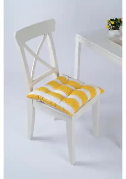 Altınpamuk Beta Sarı Beyaz Pofidik Sandalye Minderi: Estetik ve Konfor Sunan Oturma Aksesuarı