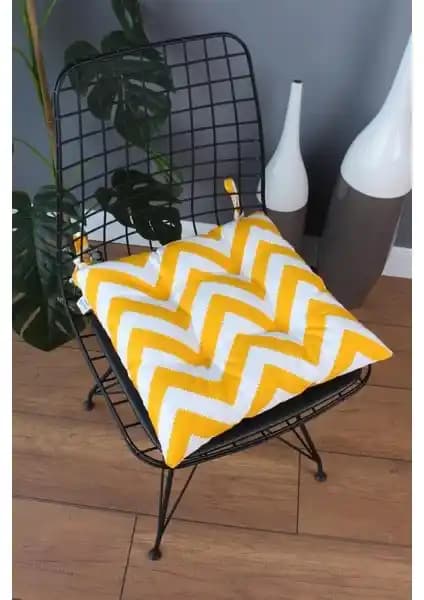 Altınpamuk Beta Sarı Zikzak Pofidik Sandalye Minderi Konfor ve Estetik Birlikteliği