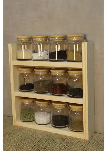 Anra Mutfak Tezgah Üstü Ahşap Raf Baharatlık Modern ve Dayanıklı Tasarım