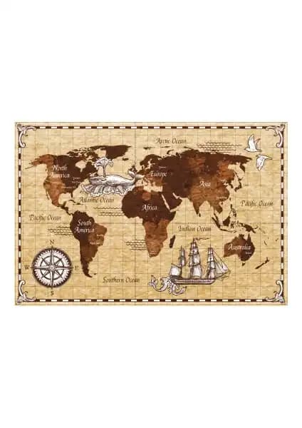 Antik Dünya Haritası Poster Retro Vintage Dekoratif Duvar Süsü 20x30 cm