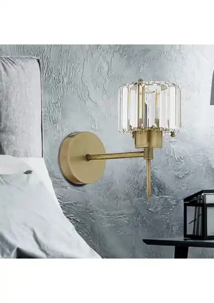 Apliqa Sadem Eskitme Kristal Taşlı Duvar Lambası Modern ve Vintage Tarzlara Uygun Şık Aydınlatma